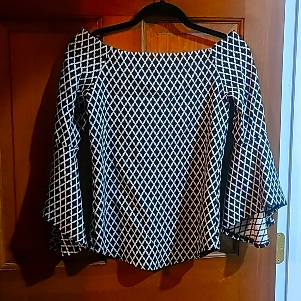 Black & White Bell Sleeve Top